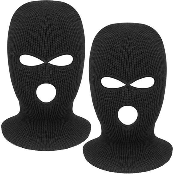 2 Pieces 3-Hole Full Face Mask Cover Ski Mask Winter Balaclava Cap Knitted Face - Picture 12 of 12